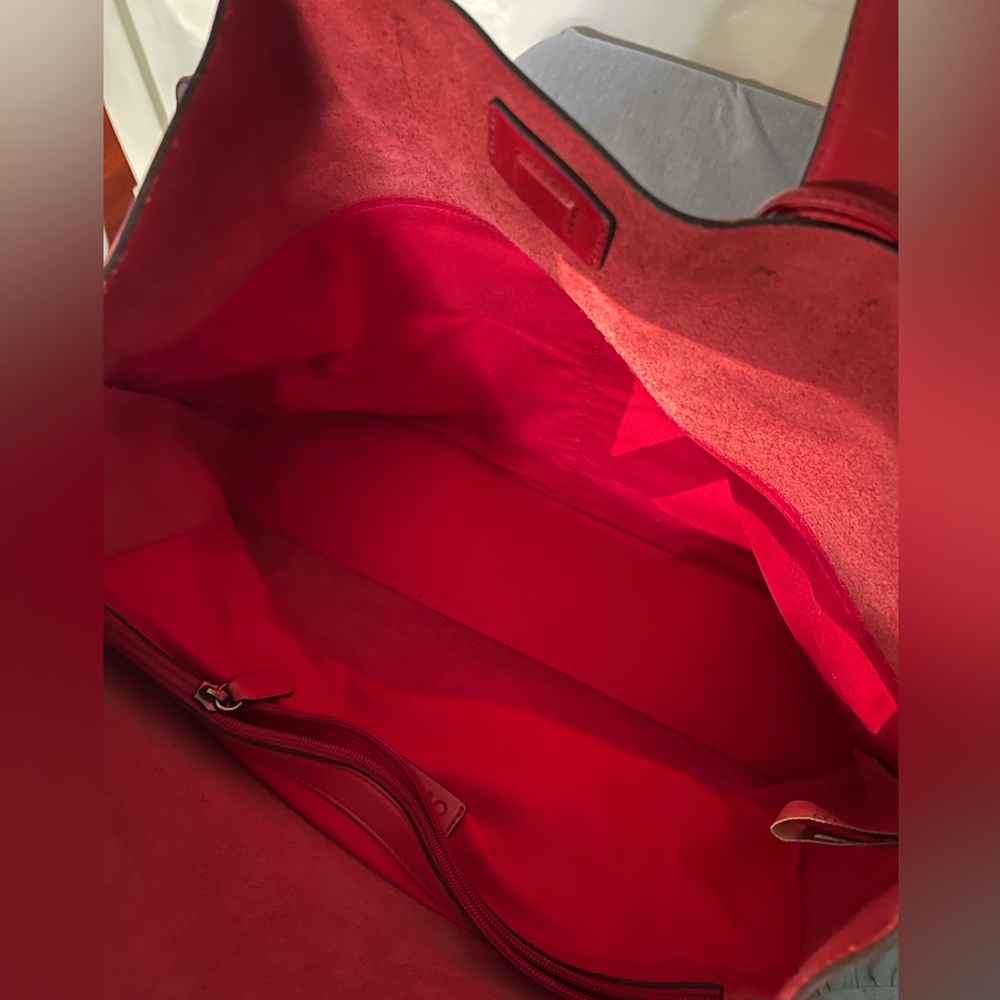 Sigrid Olsen Red Leather Tote Bag Spacious and Structured - Picture 4 of 9